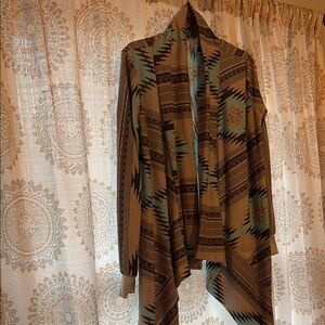 Patterned Open Front Cardigan Sweater